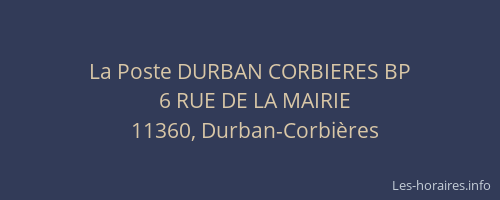 La Poste DURBAN CORBIERES BP