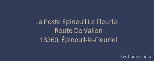 La Poste Epineuil Le Fleuriel