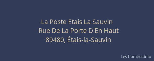 La Poste Etais La Sauvin