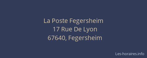 La Poste Fegersheim