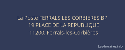 La Poste FERRALS LES CORBIERES BP