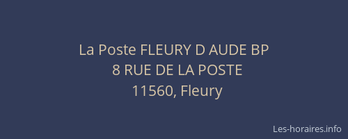 La Poste FLEURY D AUDE BP