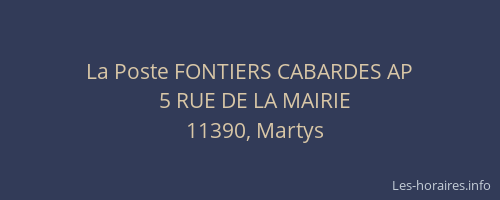 La Poste FONTIERS CABARDES AP