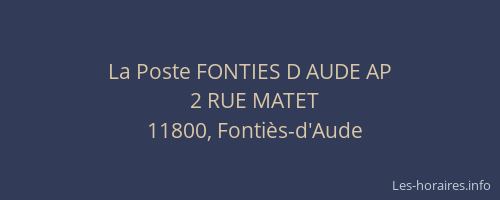 La Poste FONTIES D AUDE AP