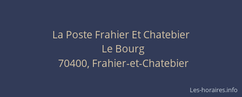La Poste Frahier Et Chatebier