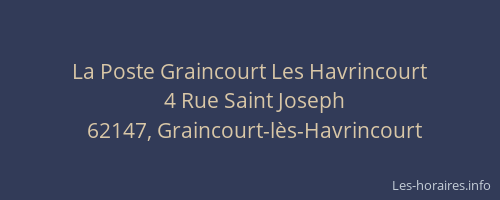 La Poste Graincourt Les Havrincourt