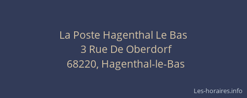La Poste Hagenthal Le Bas