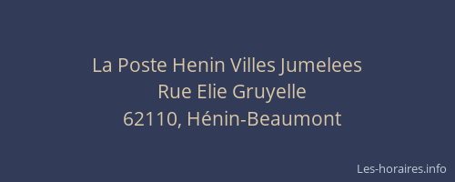 La Poste Henin Villes Jumelees