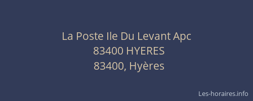 La Poste Ile Du Levant Apc