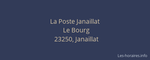 La Poste Janaillat