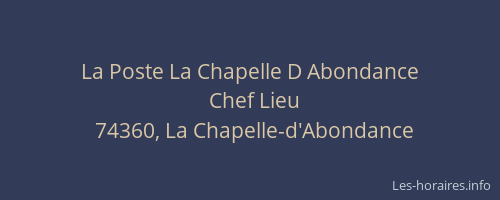 La Poste La Chapelle D Abondance