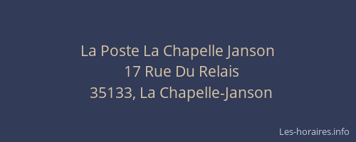 La Poste La Chapelle Janson