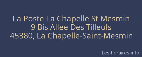 La Poste La Chapelle St Mesmin