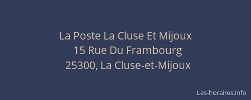 La Poste La Cluse Et Mijoux