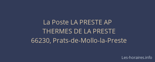 La Poste LA PRESTE AP