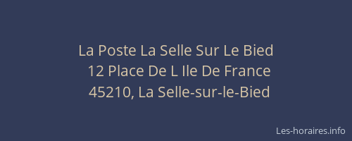 La Poste La Selle Sur Le Bied
