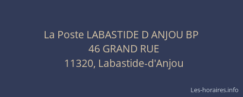 La Poste LABASTIDE D ANJOU BP