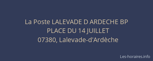 La Poste LALEVADE D ARDECHE BP