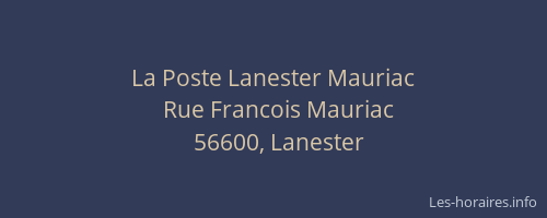 La Poste Lanester Mauriac