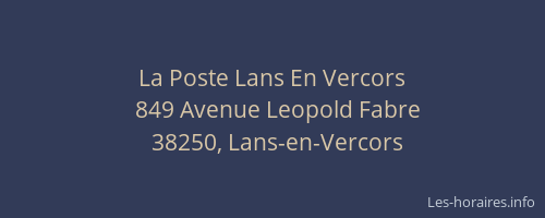 La Poste Lans En Vercors