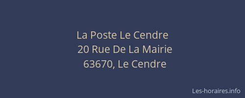 La Poste Le Cendre