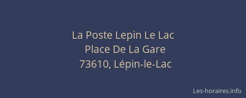 La Poste Lepin Le Lac