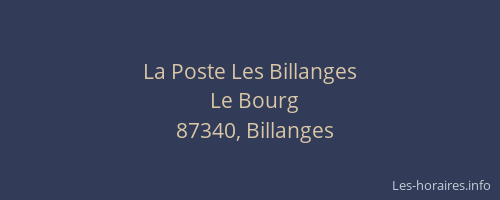 La Poste Les Billanges
