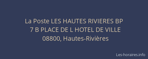 La Poste LES HAUTES RIVIERES BP