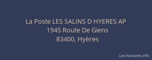 La Poste LES SALINS D HYERES AP