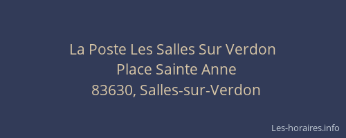 La Poste Les Salles Sur Verdon