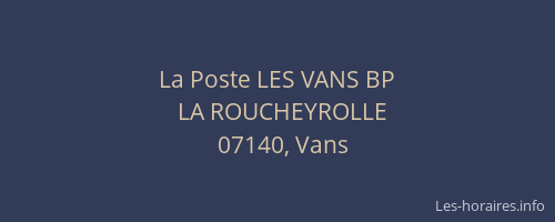 La Poste LES VANS BP