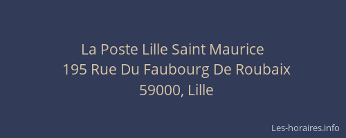 La Poste Lille Saint Maurice