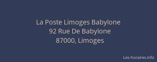 La Poste Limoges Babylone