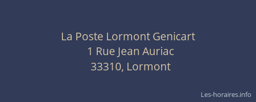 La Poste Lormont Genicart