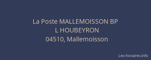 La Poste MALLEMOISSON BP