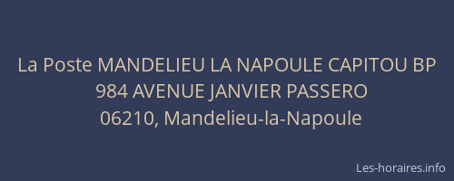 La Poste MANDELIEU LA NAPOULE CAPITOU BP