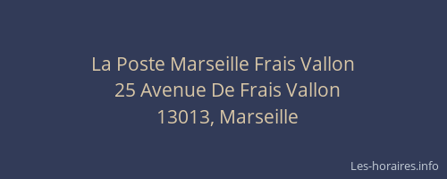 La Poste Marseille Frais Vallon