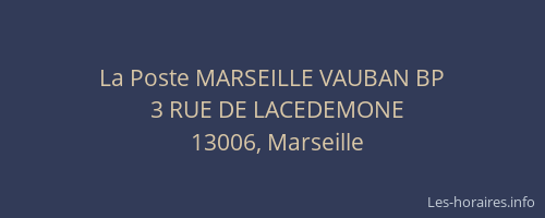 La Poste MARSEILLE VAUBAN BP