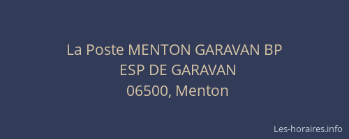La Poste MENTON GARAVAN BP