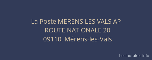La Poste MERENS LES VALS AP