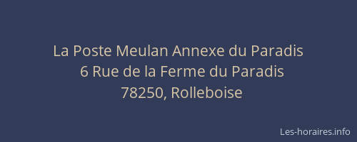 La Poste Meulan Annexe du Paradis