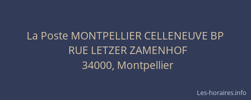 La Poste MONTPELLIER CELLENEUVE BP