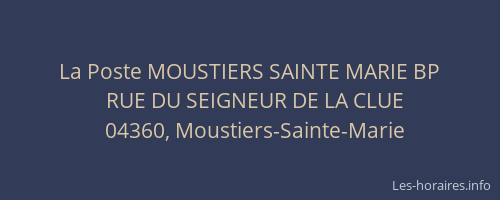 La Poste MOUSTIERS SAINTE MARIE BP