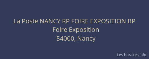 La Poste NANCY RP FOIRE EXPOSITION BP