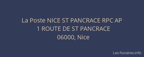 La Poste NICE ST PANCRACE RPC AP