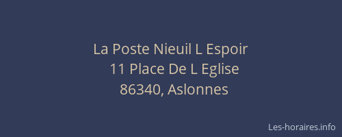 La Poste Nieuil L Espoir