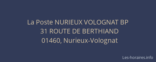 La Poste NURIEUX VOLOGNAT BP