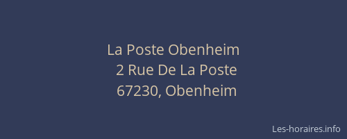 La Poste Obenheim