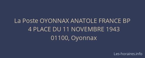 La Poste OYONNAX ANATOLE FRANCE BP