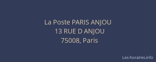 La Poste PARIS ANJOU